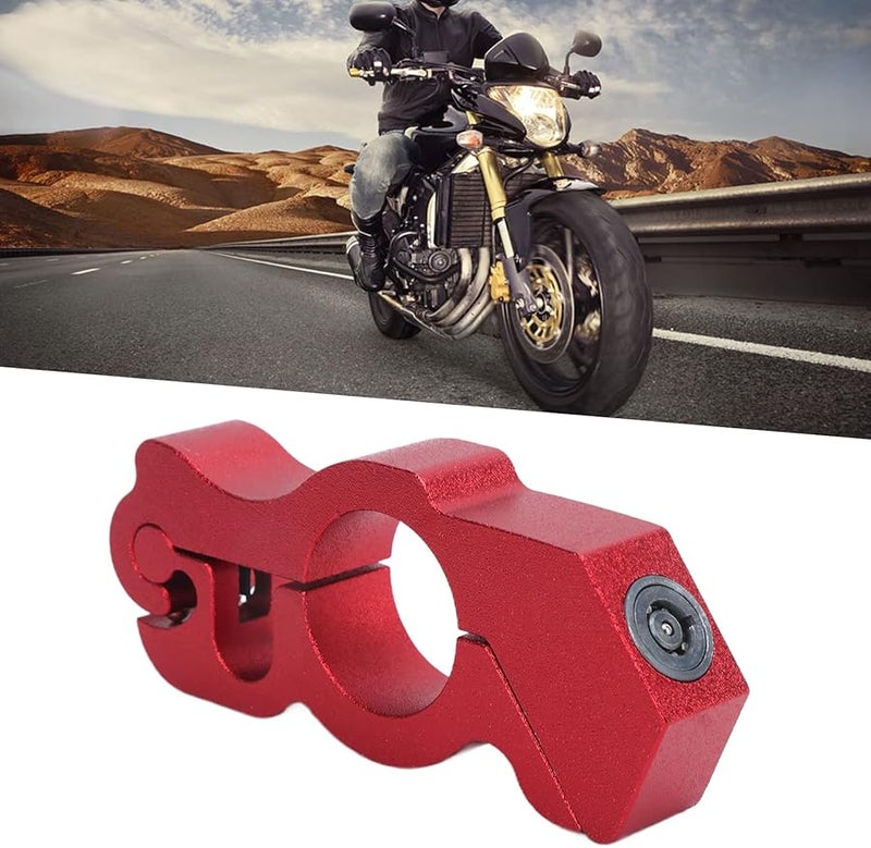 Heavy Duty Motorcycle Brake Lock Aluminum Handlebar Security Lock with Stainless Steel Wire Red - Image 5